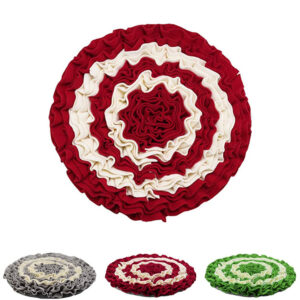 Round flannel snuffle mat for dogs, 17.72 inches, with non-slip base and center food zone for nose work
