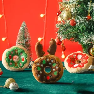 Christmas Teddy Plush Dog Toy – Soft Fleece Holiday Puppy Toy for Cuddling & Chewing
